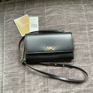 MICHAEL KORS mott XL wallet clutch, leather - black